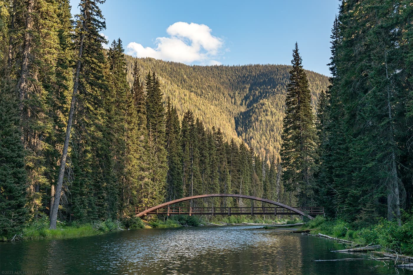rainbow bridge at lightning lake manning park